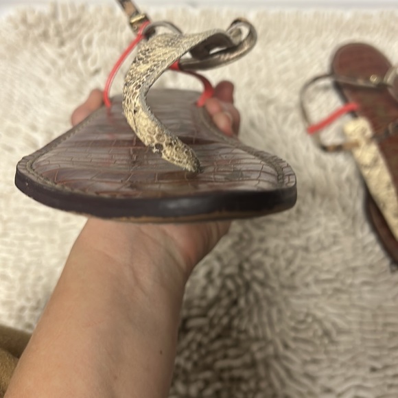 Sam Edelman Gigi Leather Calf Hair Snake print strap Sandal - Picture 7 of 8